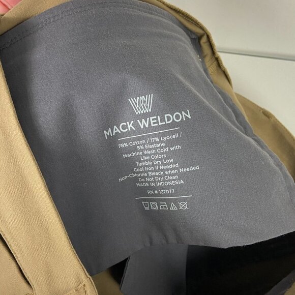 New Mack Weldon Beige Tan Chino Pants Size 34 by 34‎ Sandstorm Technical Stretch - Picture 3 of 11